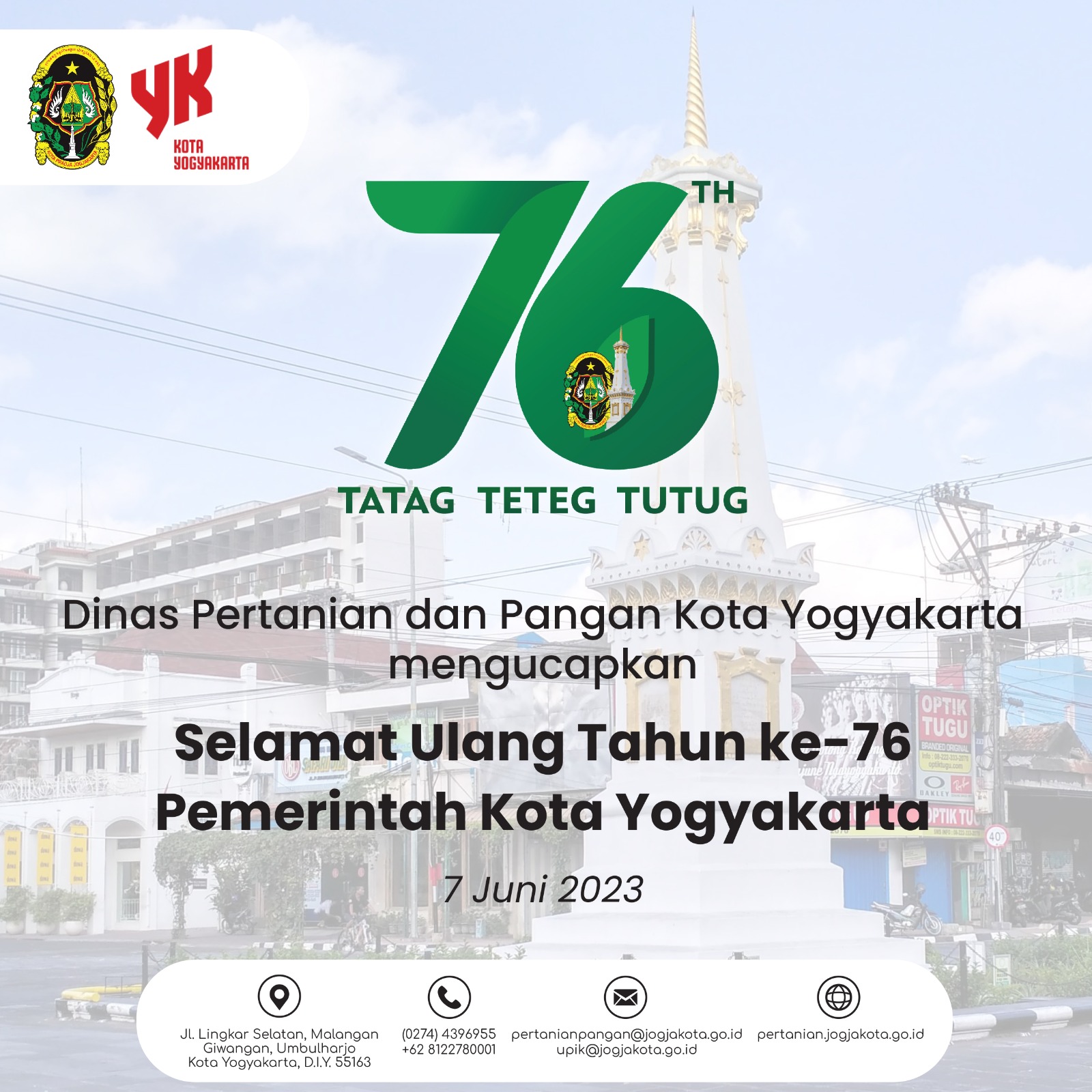 Selamat Ulang Tahun Pemerintah Kota Yogyakarta ke  76